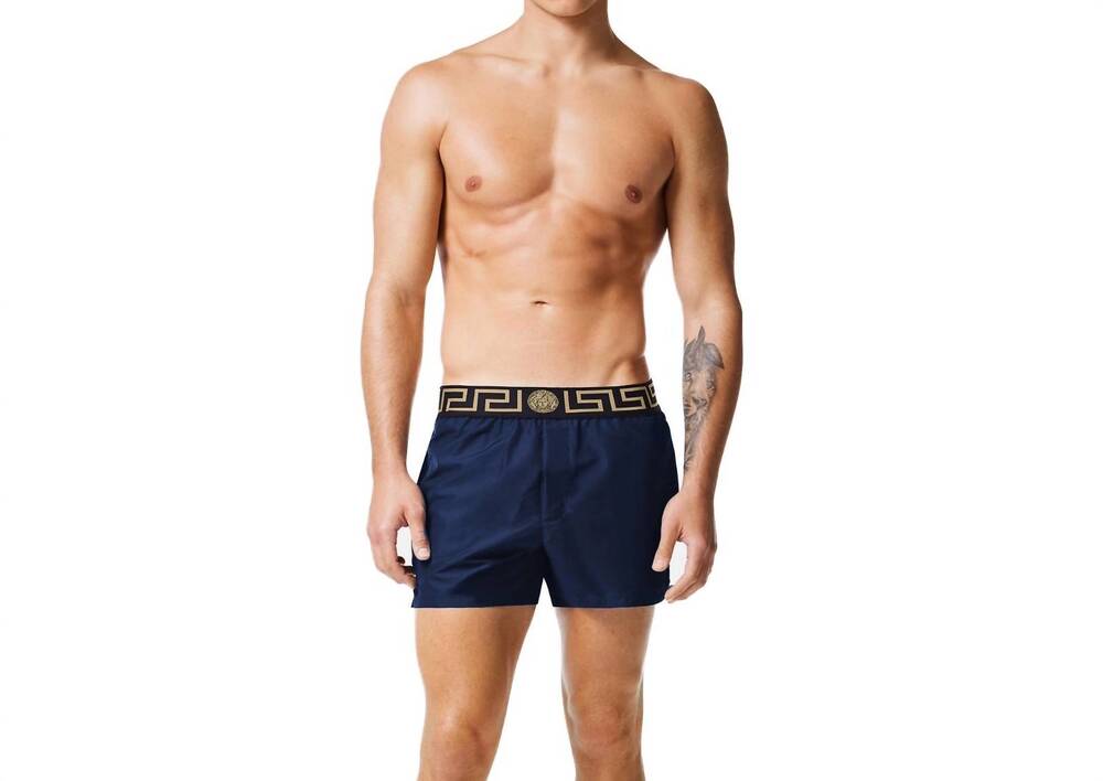 NEW VERSACE swim shorts in navy with gold